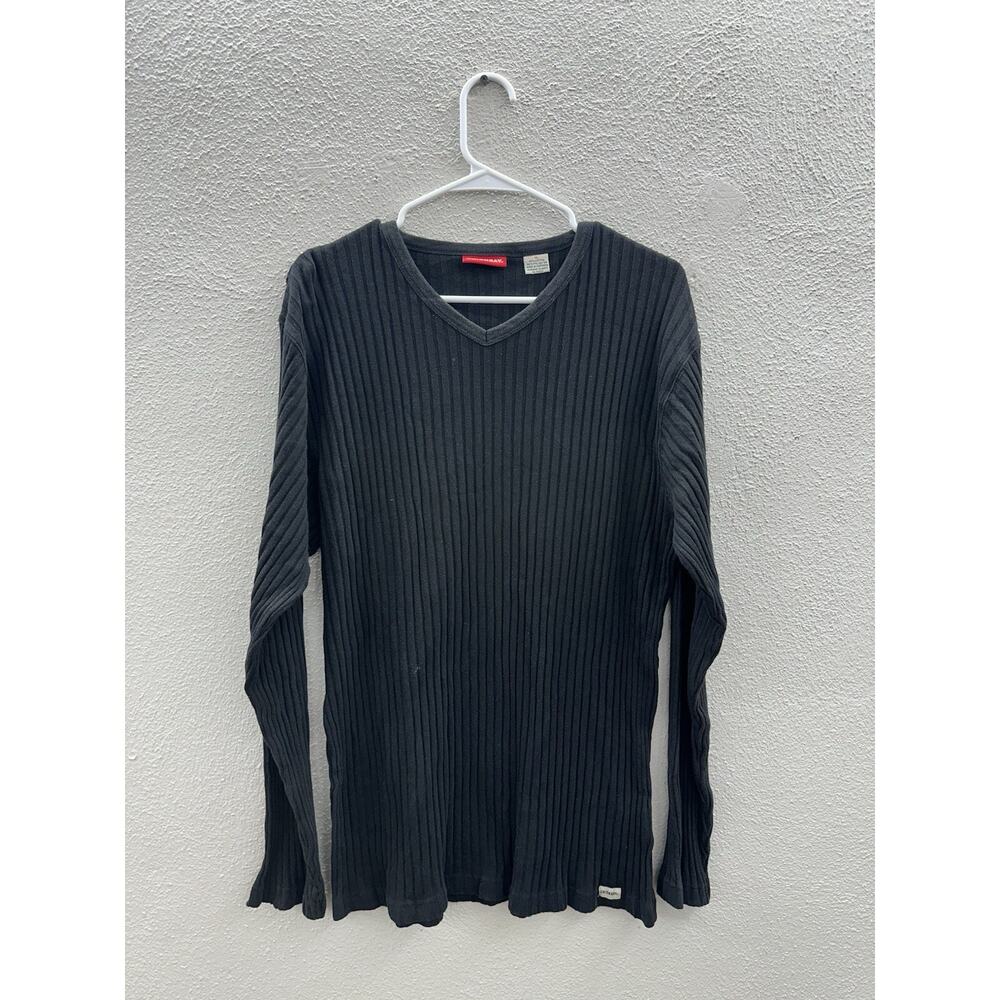 Union Bay Womens Sweater Size XL Black Ribbed V-Neck Long Sleeve